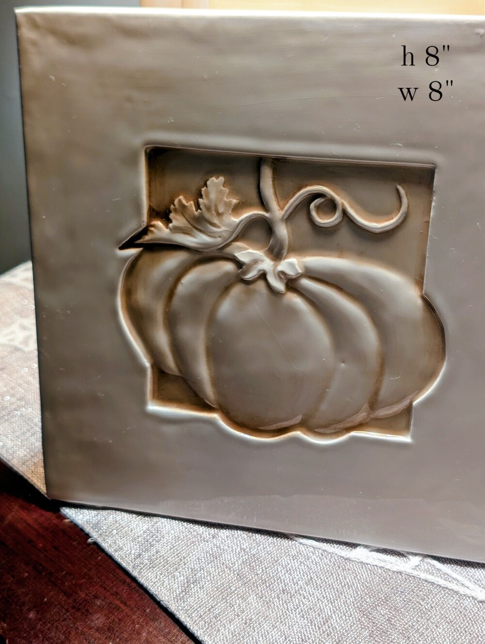 VTG Crate & Barrel Ceramica Stefani Pumpkin Trivet Wall Hanging Tile Italy 8x8
